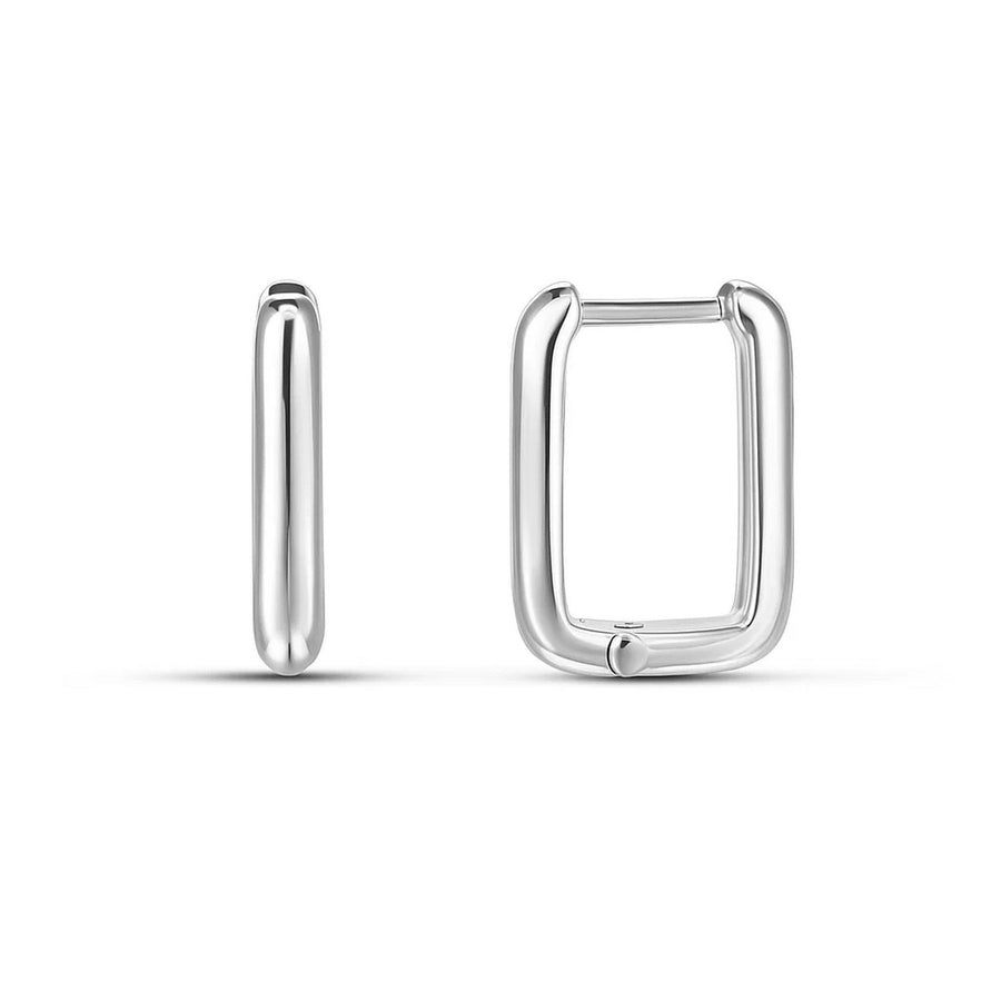 Sterling Silver Rectangle Hoop Earrings