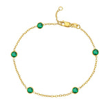 14K Yellow Gold Emerald Station Bracelet thumbnail 2