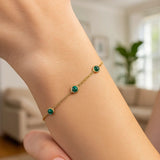 14K Yellow Gold Emerald Station Bracelet thumbnail 3