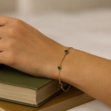 14K Yellow Gold Emerald Station Bracelet thumbnail 4
