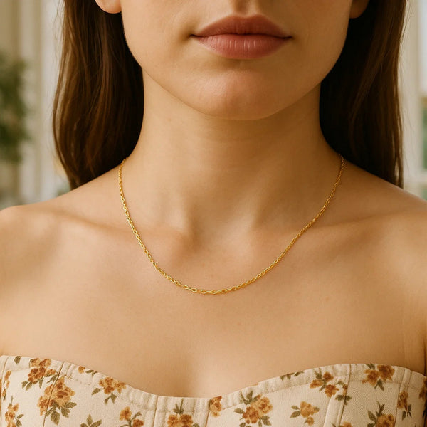 14k Yellow Gold Oval Cable Link Chain (1.10 mm)