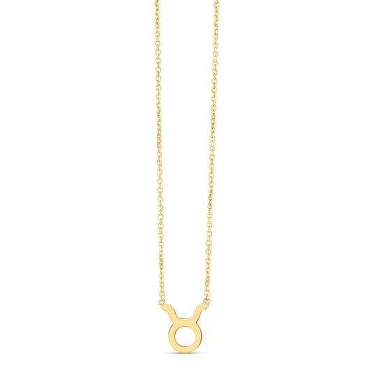 14K yellow gold Taurus zodiac pendant necklace with soldered bail