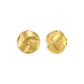 14K yellow gold large fancy knot stud earrings with polished high-shine finish