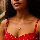 Large Puffed Heart Necklace in 14K Yellow Gold thumbnail 6