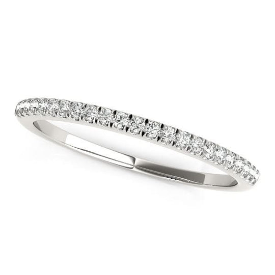 14K white gold ring with round diamond stones in scalloped settings