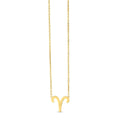 14K yellow gold Aries zodiac necklace with cut-out ram symbol pendant