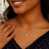 14K Yellow Gold Aries Necklace thumbnail 4
