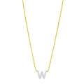 14K yellow gold W initial pendant necklace with diamond accent