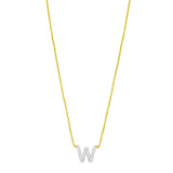 14K Yellow Gold Mini Diamond W Initial Pendant Necklace thumbnail 1