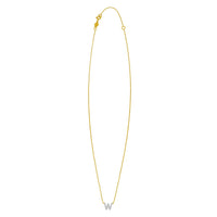 14K Yellow Gold Mini Diamond W Initial Pendant Necklace