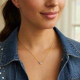 14K Yellow Gold Mini Diamond W Initial Pendant Necklace thumbnail 5