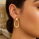 14K Yellow Gold Interlocking Drop Hoop Earrings thumbnail 2
