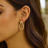 14K Yellow Gold Interlocking Drop Hoop Earrings thumbnail 3