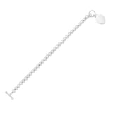 Sterling Silver Rhodium Plated Bead Toggle Heart Bracelet thumbnail 1