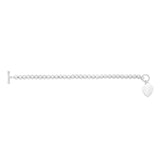 Sterling Silver Rhodium Plated Bead Toggle Heart Bracelet thumbnail 2