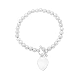 Sterling Silver Rhodium Plated Bead Toggle Heart Bracelet thumbnail 3
