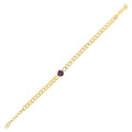 14K yellow gold curb chain bracelet with amethyst accents