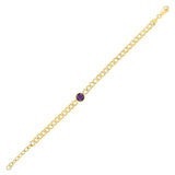 14K Yellow Gold Amethyst Curb Chain Bracelet (3.60 mm) thumbnail 1