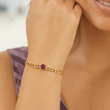 14K Yellow Gold Amethyst Curb Chain Bracelet (3.60 mm) thumbnail 3