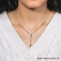 14k Tri-Color Gold Rosary Chain Necklace