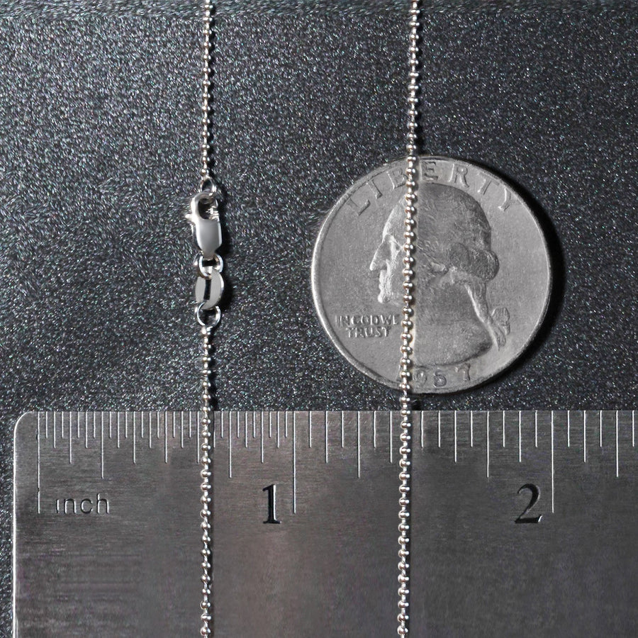 14k White Gold Bead Chain 1.0mm (1.00 mm)