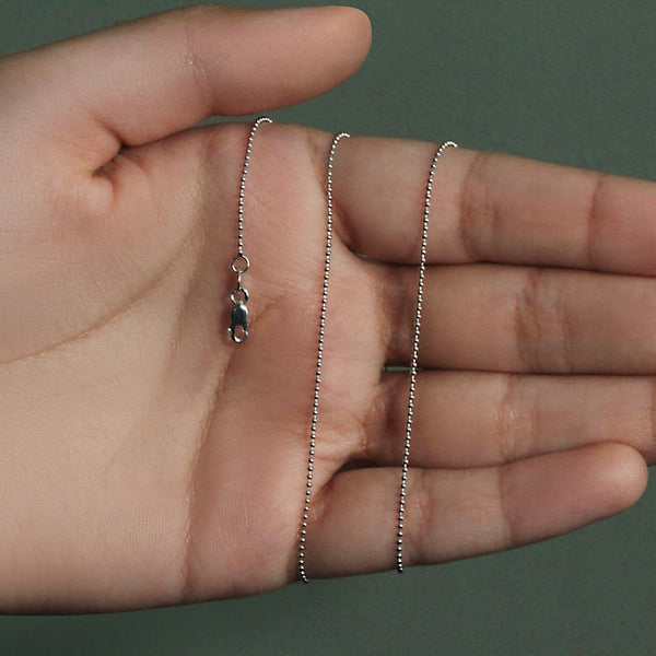 14k White Gold Bead Chain 1.0mm (1.00 mm)