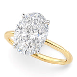 14K yellow gold ring with 1 oval diamond stone in solitaire setting thumbnail 1