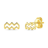 14K Yellow Gold Aquarius Stud Earrings thumbnail 1