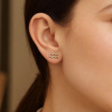 14K Yellow Gold Aquarius Stud Earrings thumbnail 3