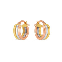 14k Tri Color Gold Trilogy Hoops