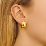 Wide Huggie Hoop Earrings in 14K Yellow Gold thumbnail 3