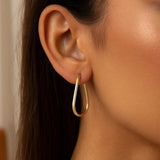 14k Yellow Gold Endless Pear Hoop Earrings thumbnail 5