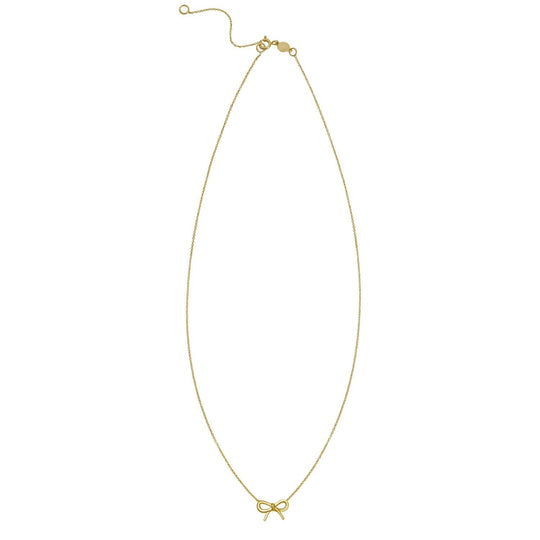 14K yellow gold small bow necklace pendant
