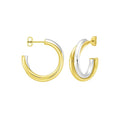 14K two-tone gold interlocking trinity C hoop earrings
