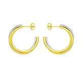 14K Two Tone Gold Interlocking Trinity C Hoop Earrings thumbnail 2