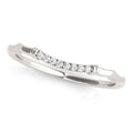 14K white gold wave ring with pave-set diamond stones along the crest
