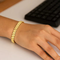 14k Yellow Gold Rib Link Bracelet (7.00 mm)