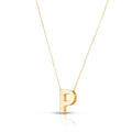 14K yellow gold block letter initial P pendant necklace