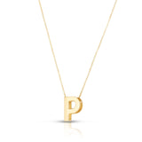 14K yellow gold block letter initial P pendant necklace thumbnail 1