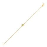 14K yellow gold paperclip bracelet with peridot accents thumbnail 1