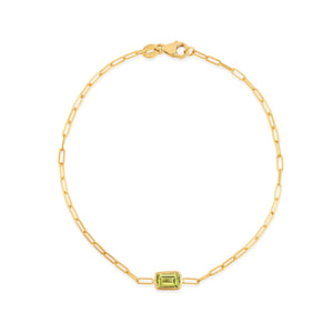 14K Yellow Gold Peridot Paperclip Bracelet (1.50 mm)