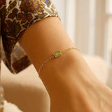 14K Yellow Gold Peridot Paperclip Bracelet (1.50 mm) thumbnail 3