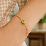 14K Yellow Gold Peridot Paperclip Bracelet (1.50 mm) thumbnail 4