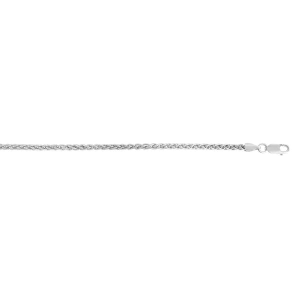 Sterling Silver Rhodium Plated Wheat Chain (2.60 mm)