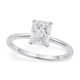 14K white gold ring with one radiant diamond in a solitaire setting thumbnail 1