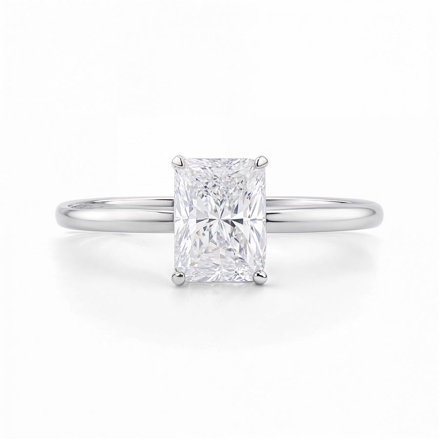1 1/2 Carat Radiant Lab Grown IGI G/VS1 Diamond Solitaire Ring in 14K White Gold