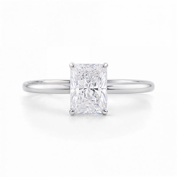 1 1/2 Carat Radiant Lab Grown IGI G/VS1 Diamond Solitaire Ring in 14K White Gold