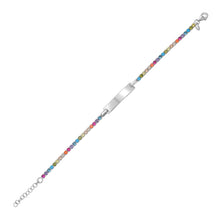 Sterling Silver Rhodium Plated Rainbow CZ ID Bracelet (2.70 mm)