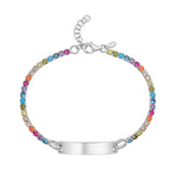 Sterling Silver Rhodium Plated Rainbow CZ ID Bracelet (2.70 mm) thumbnail 2