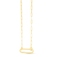 14k Yellow Gold Elongated Link Paperclip Necklace